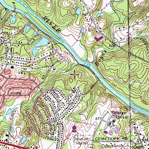 Topographic Map of Oakdale Town and Country Park, NC