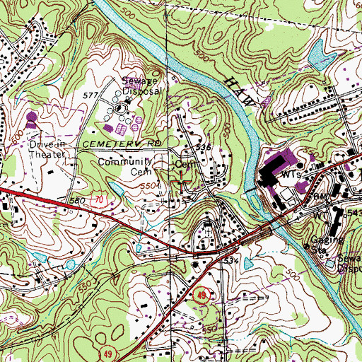 Topographic Map of Granite Village, NC