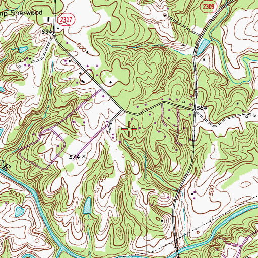 Topographic Map of Woodshire Estates, NC