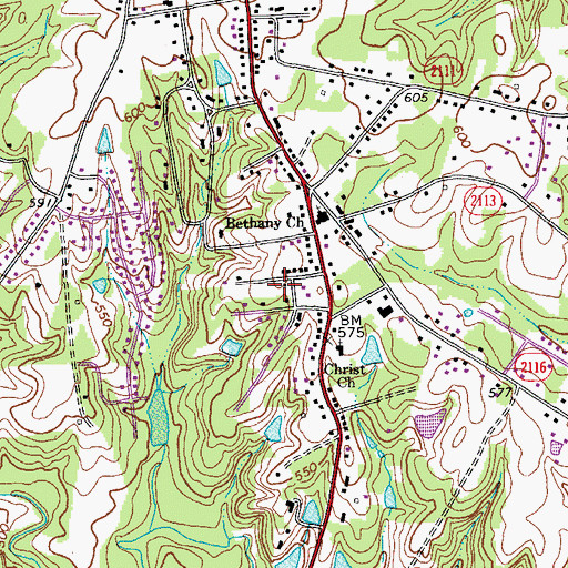 Topographic Map of Broad Acres, NC