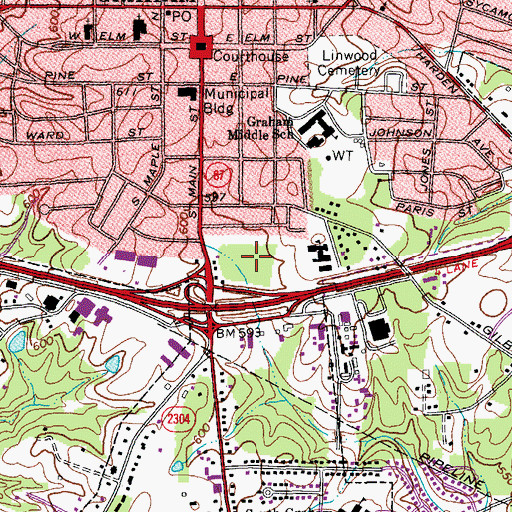 Topographic Map of Ray Street Recreation Center, NC
