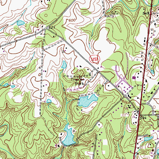Topographic Map of Forest Valley Mobile Home Subdivision, NC