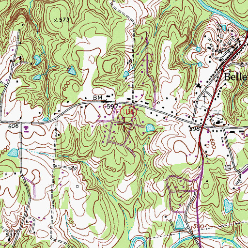 Topographic Map of Pickwood Hills, NC