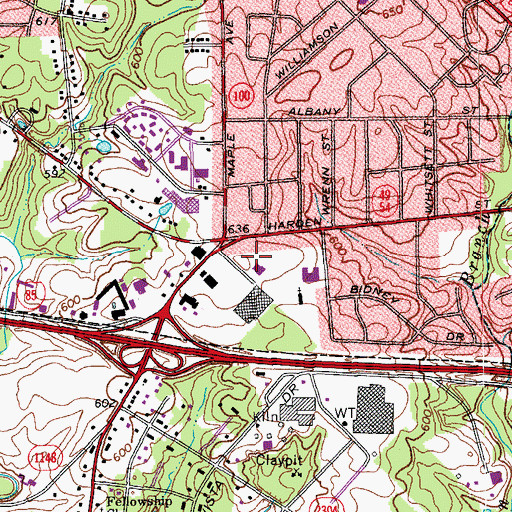 Topographic Map of Knollwood, NC