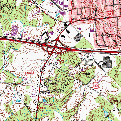 Topographic Map of Cedar Crest, NC