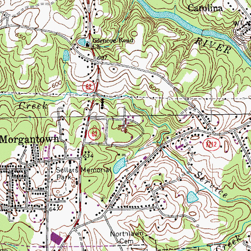 Topographic Map of Hunting Hills, NC
