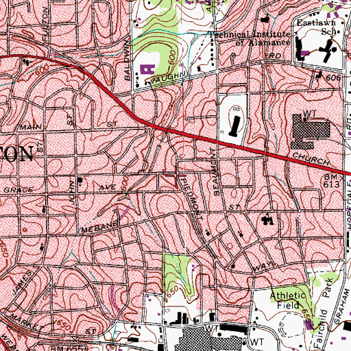 Topographic Map of Northwood, NC