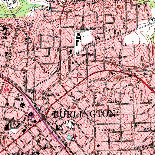 Topographic Map of Northgate Plaza, NC