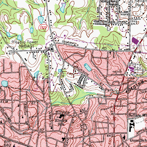Topographic Map of Jackson Park, NC