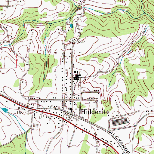 Topographic Map of Hiddenite Elementary School, NC