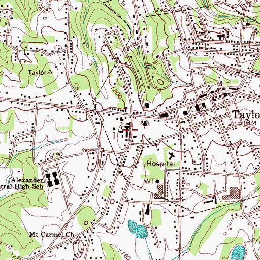 Topographic Map of Taylorsville Elementary School, NC