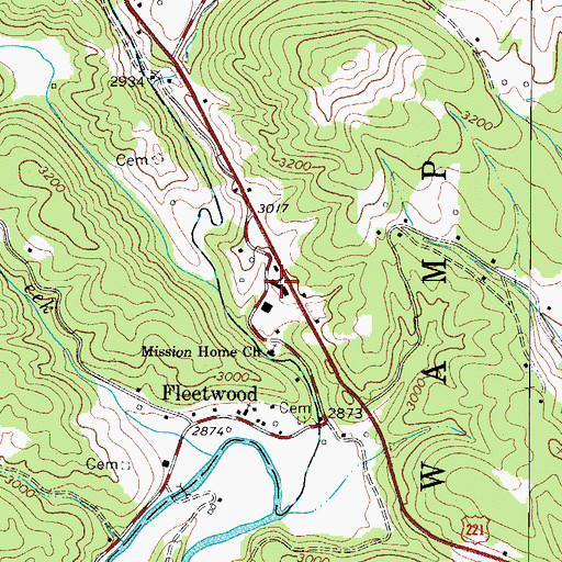 Topographic Map of Fleetwood Elementary School, NC