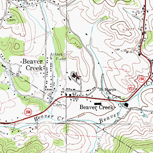 Topographic Map of Beaver Creek High School, NC