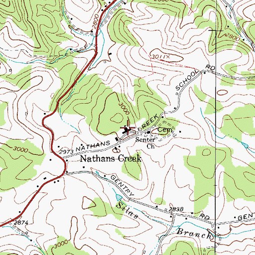 Topographic Map of Nathans Creek Elementary School, NC