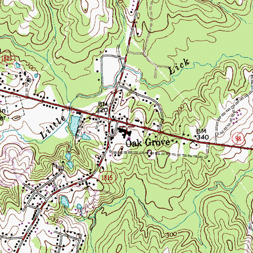 Topographic Map of Oak Grove Elementary School, NC