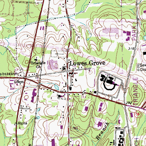 Topographic Map of Lowes Grove Elementary School, NC