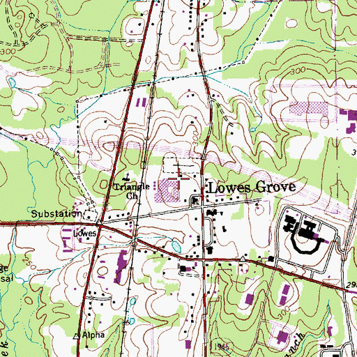 Topographic Map of Lowe's Grove Magnet Middle School of Technology, NC