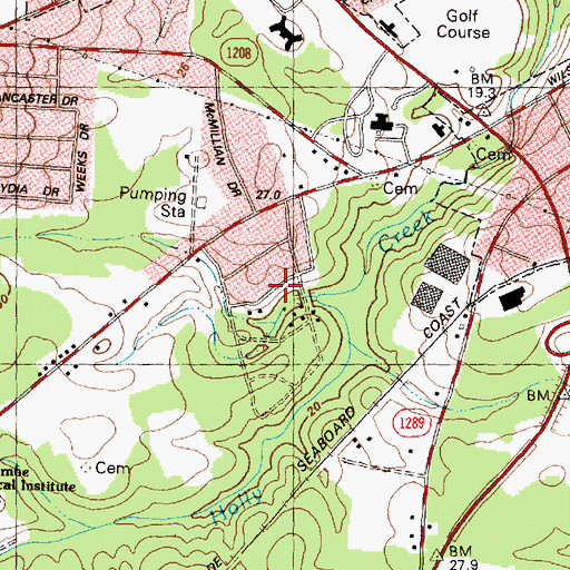 Topographic Map of Edgecombe Hills, NC