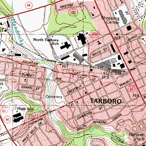Topographic Map of West Tarboro, NC