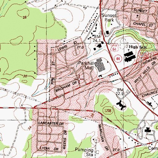 Topographic Map of Speight Forest, NC