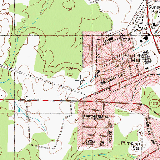 Topographic Map of Woodgreen, NC
