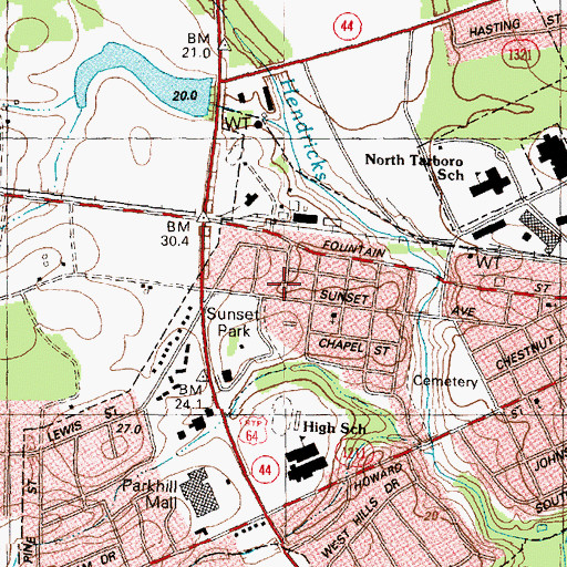 Topographic Map of Runnymeade, NC