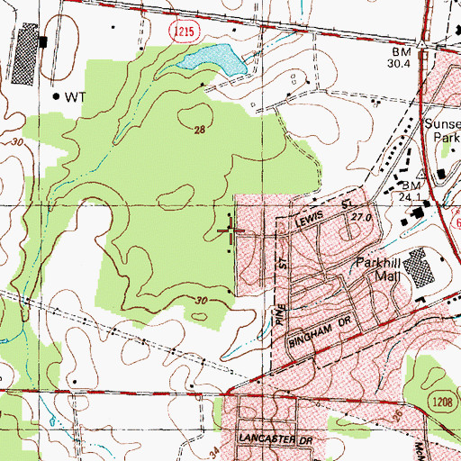 Topographic Map of Colonial Woods, NC
