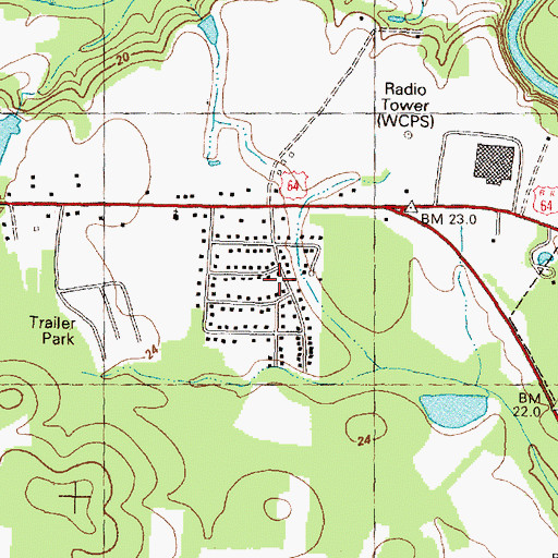 Topographic Map of Brentwood, NC