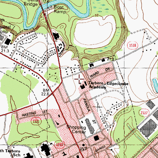 Topographic Map of Pine Ridge, NC