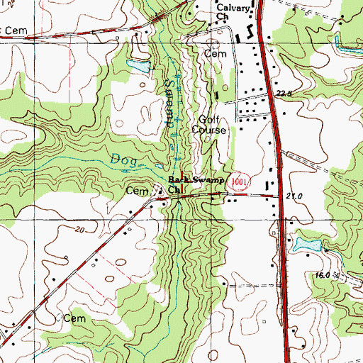 Topographic Map of Back Swamp, NC