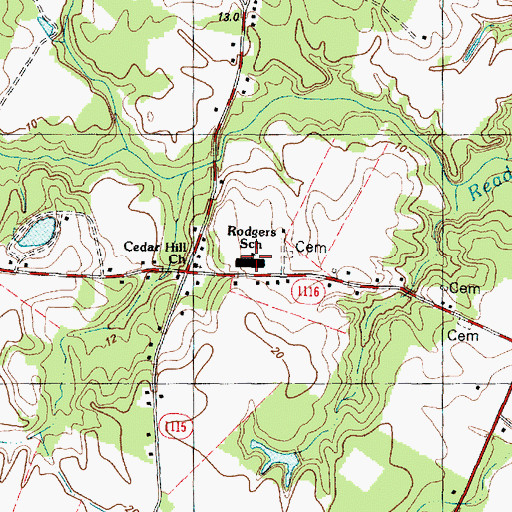 Topographic Map of Rodgers School, NC