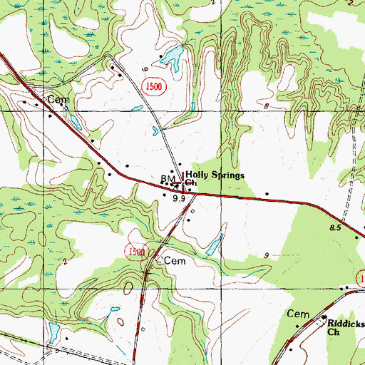 Topographic Map of Holly Springs Church, NC