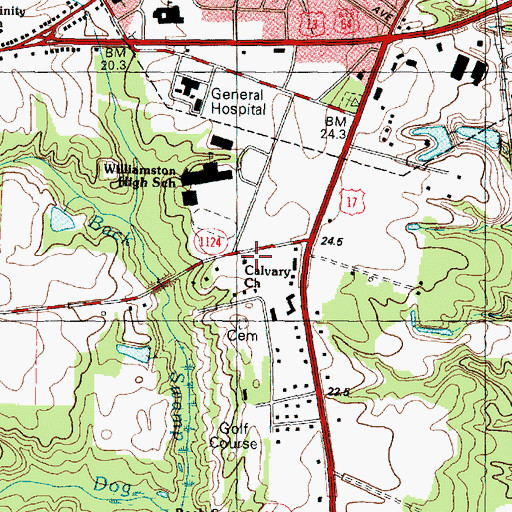 Topographic Map of Calvary Church, NC
