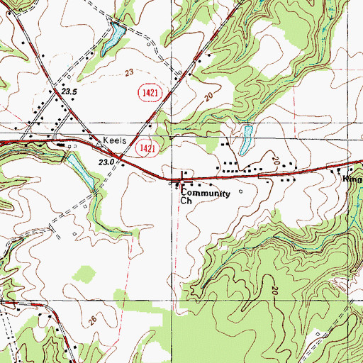 Topographic Map of Community Church, NC