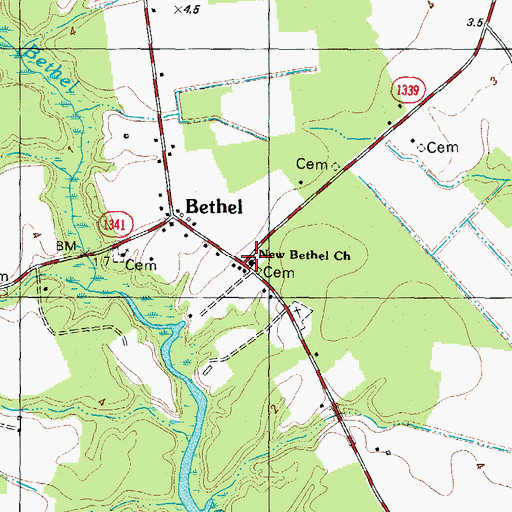Topographic Map of New Bethel Church, NC