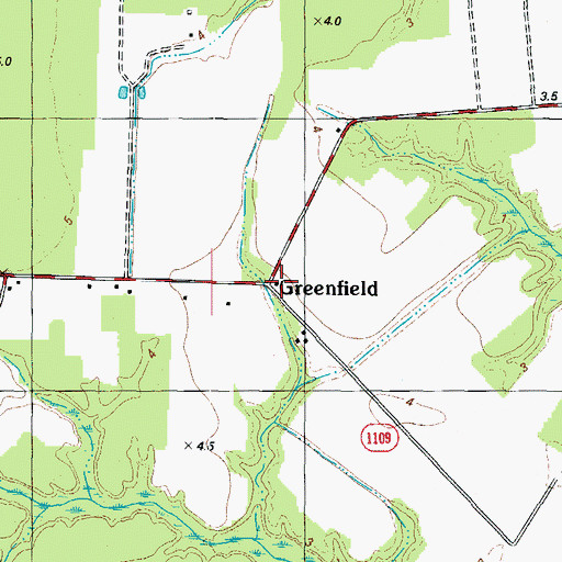 Topographic Map of Greenfield, NC