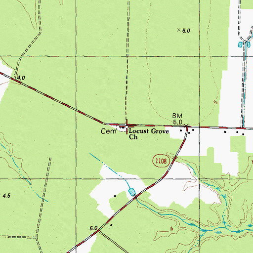 Topographic Map of Locust Grove Church, NC