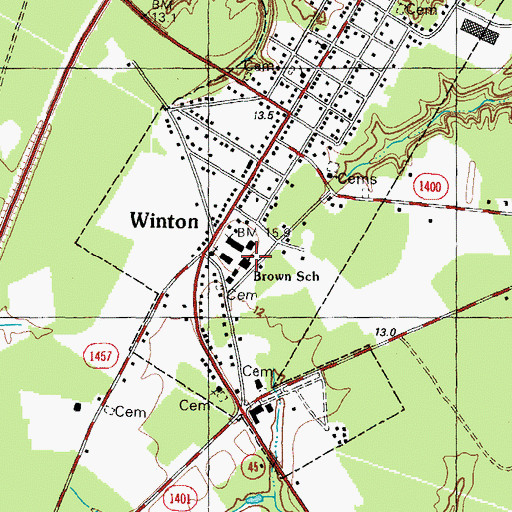 Topographic Map of Brown School, NC