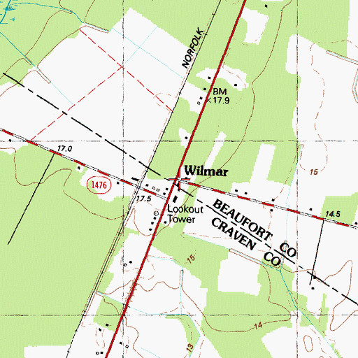 Topographic Map of Wilmar, NC