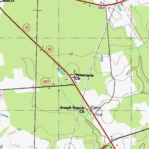 Topographic Map of Tabernacle Church, NC