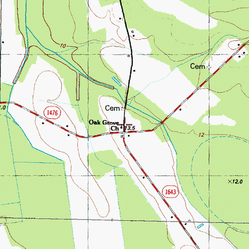 Topographic Map of Oak Grove Church, NC