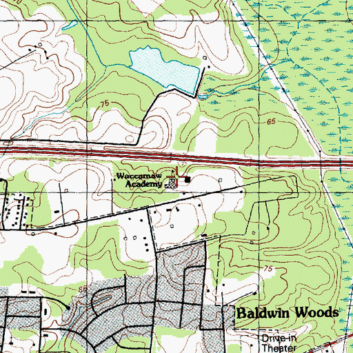 Topographic Map of Waccamaw Academy, NC