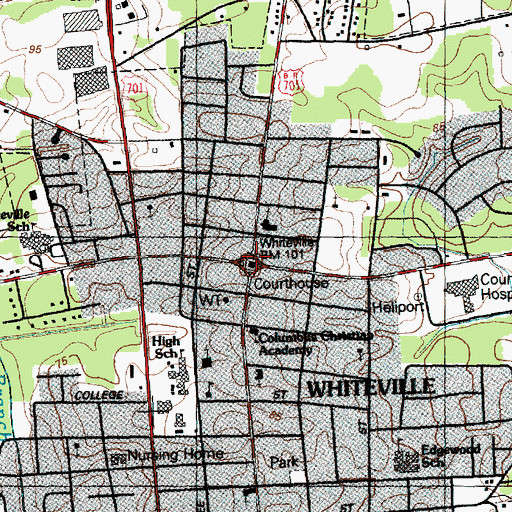 Topographic Map of Columbus County Courthouse, NC