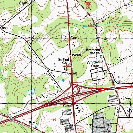 Topographic Map of Saint Paul Church, NC