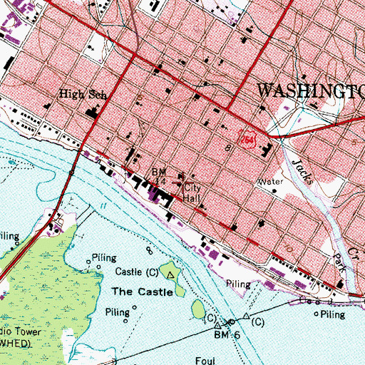 Topographic Map of Washington City Hall, NC