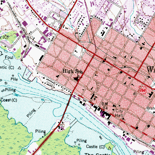 Topographic Map of Washington High School, NC