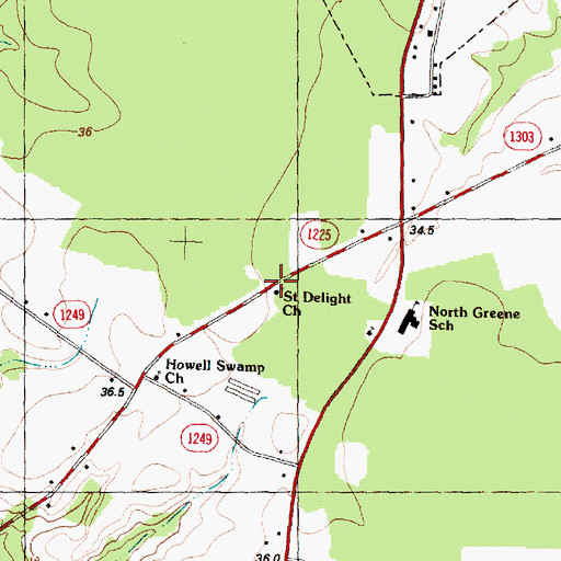 Topographic Map of Saint Delight Church, NC