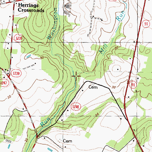 Topographic Map of Washington Branch, NC