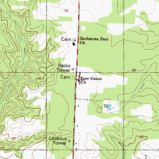 Topographic Map of Free Union Church, NC