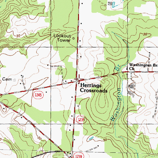 Topographic Map of Herrings Crossroads, NC